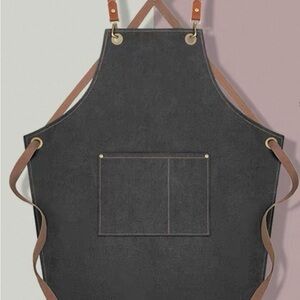 Trendy Waterproof Denim Apron for Women and Men. Adjustable Straps. Retro Black